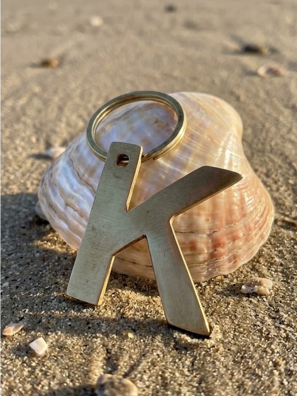 Heavy Duty Solid Brass Letter K Initial Keychain Keyring